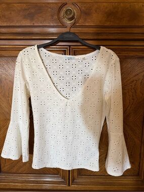 Vintage Urban Outfitters Kimchi Blue Eyelet Bell Sleeve Crop Top